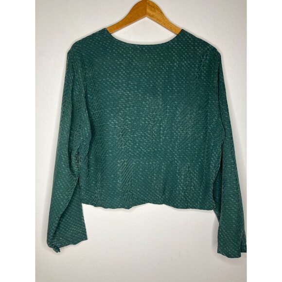 Vintage 90's Rabbit Rabbit Rabbit Womens Size 16 Large Green Textured Dot Blouse - Picture 8 of 9